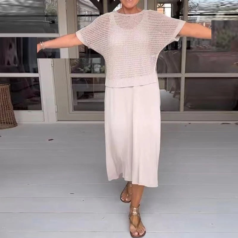 KARINA | Letni zestaw z przewiewnym topem i midi sukienką