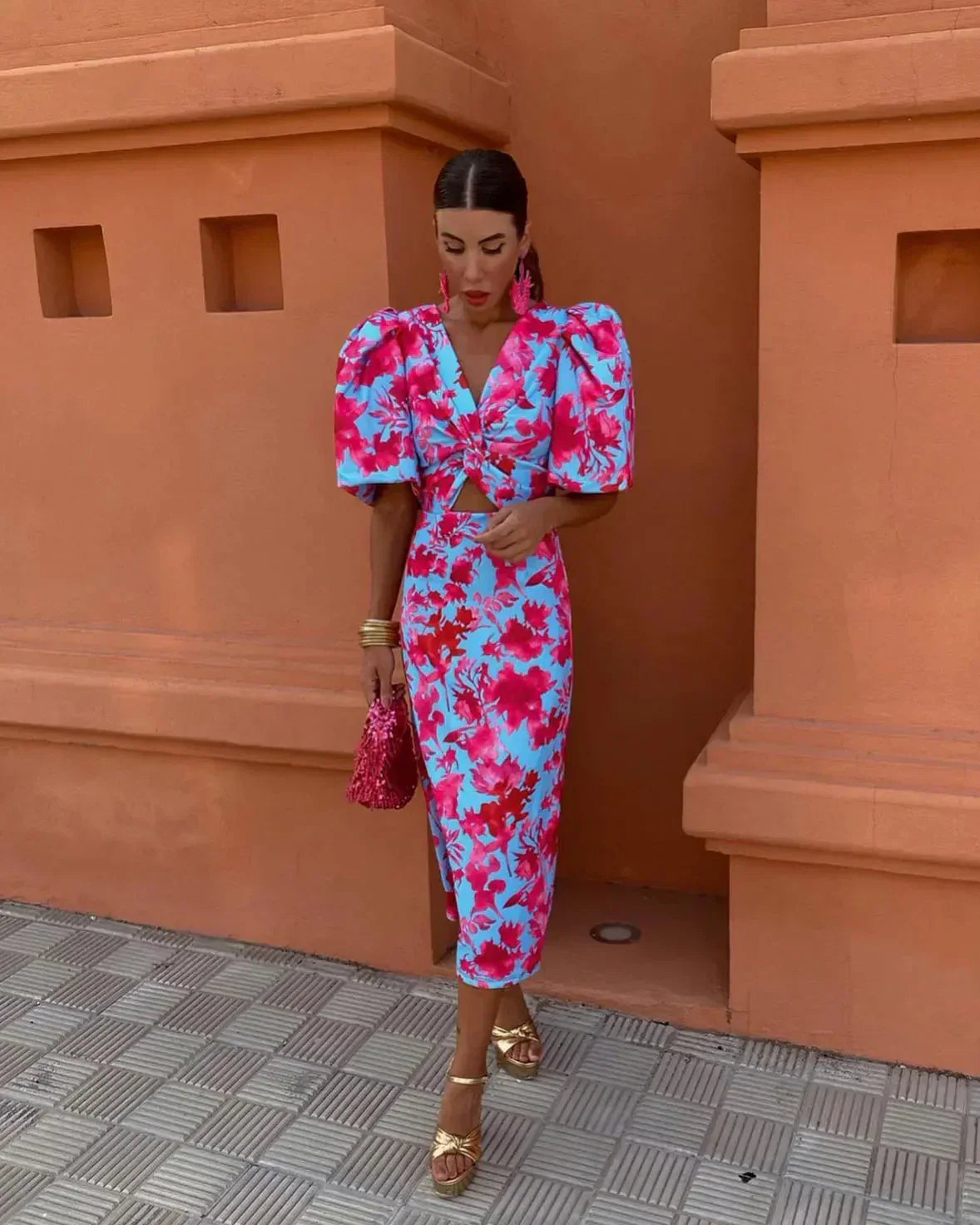 GABI | Sukienka Wiosenna z Bufiastymi Rękawami